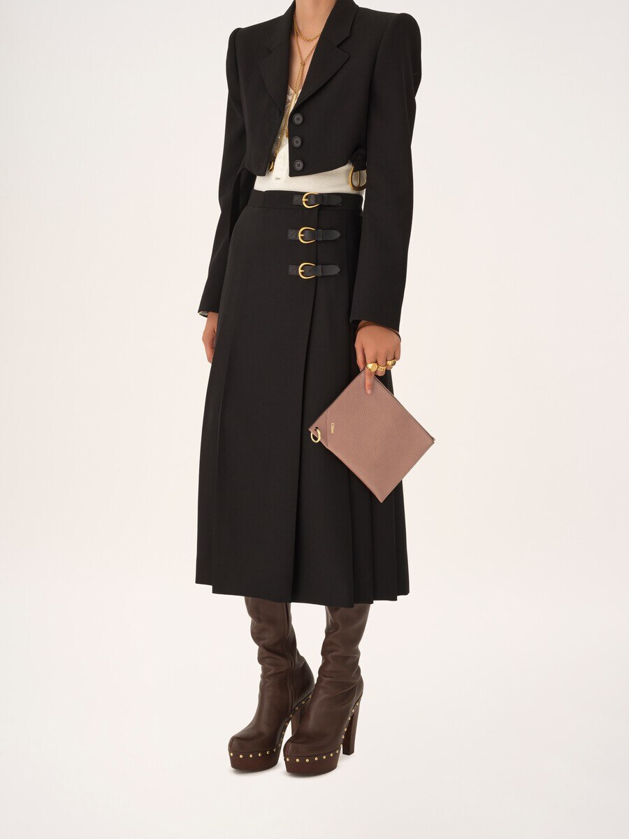 Chlo&eacute; Spin zipped pouch in grained leather - 6