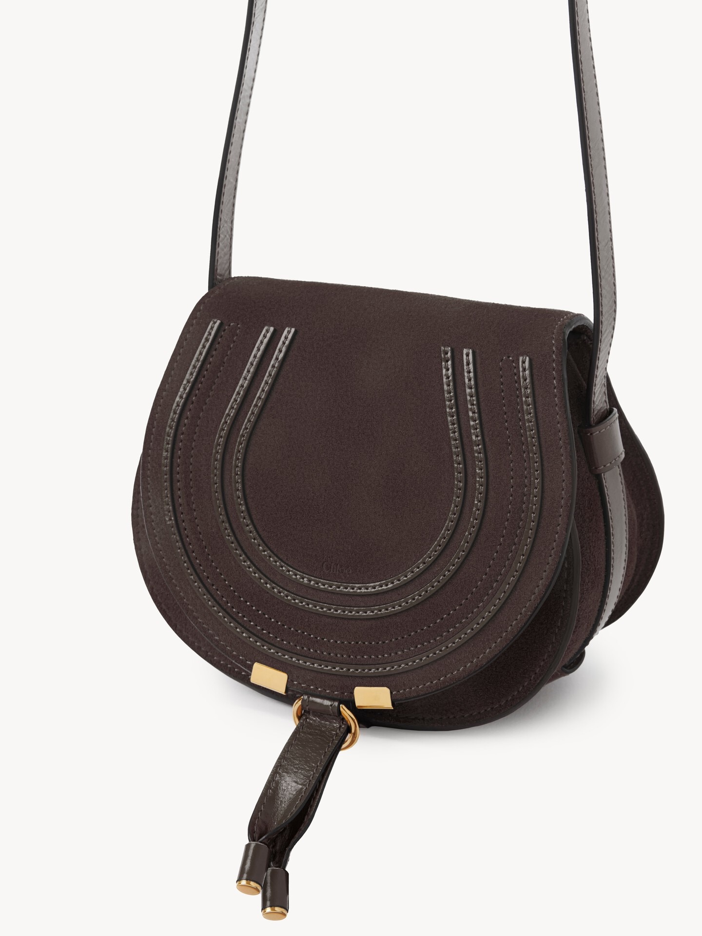 Borsa saddle Marcie piccola in pelle scamosciata - 3