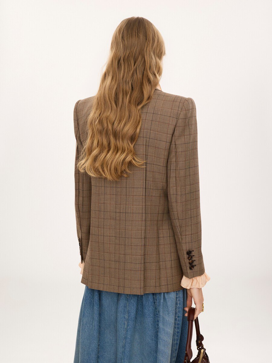 Double-breasted tailored jacket in check wool - 6