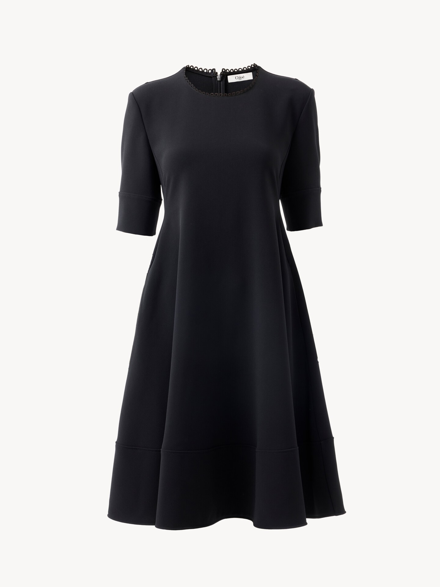 Vestido acampanado corto de crep&eacute; - 1