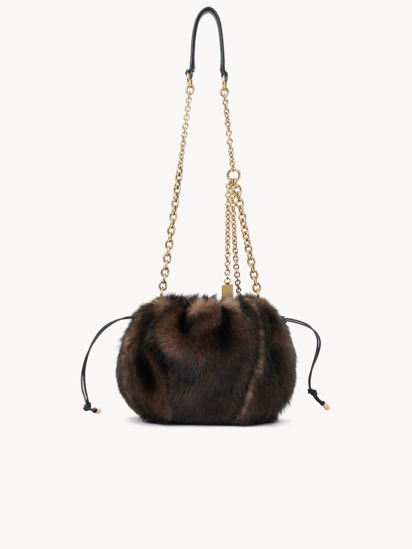 Chlo&eacute; Pliss&eacute; shoulder bag with chain in shearling - 4.0