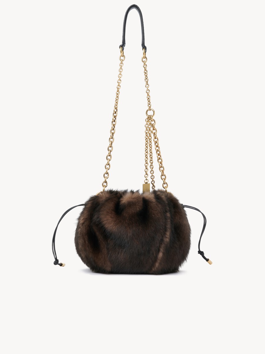 Chlo&eacute; Pliss&eacute; shoulder bag with chain in shearling - 4