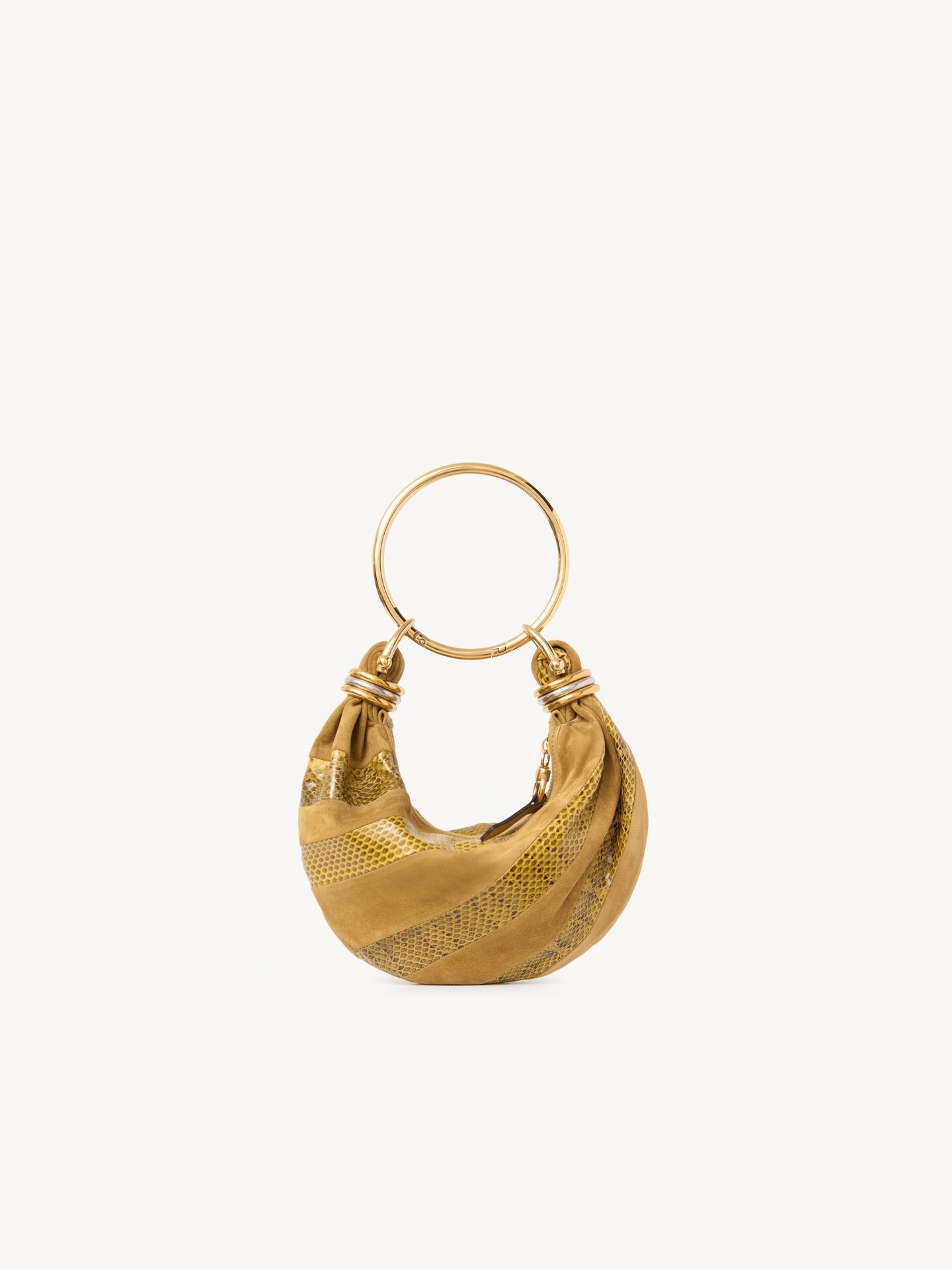 Mini Bracelet Hobo bag de ante y cuero de serpiente - 2