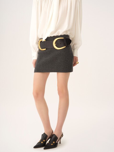 Fitted mini skirt in a wool & cashmere knit