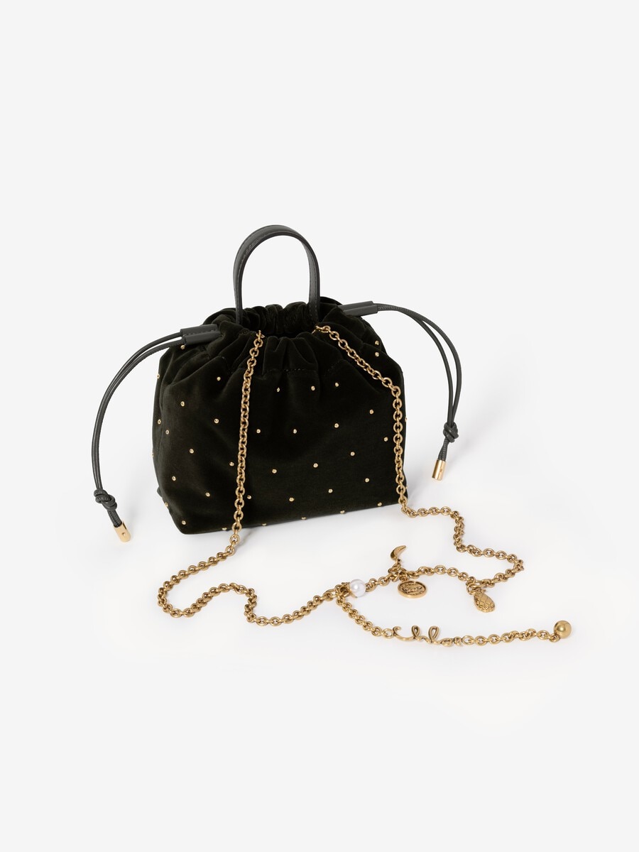 Mini Chlo&eacute; Icons shoulder bag with chain in studded velvet - 4