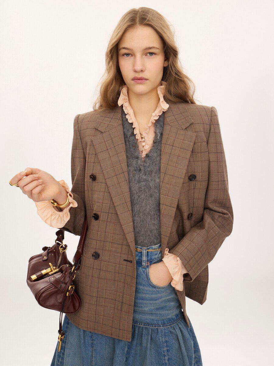 Double-breasted tailored jacket in check wool - 4