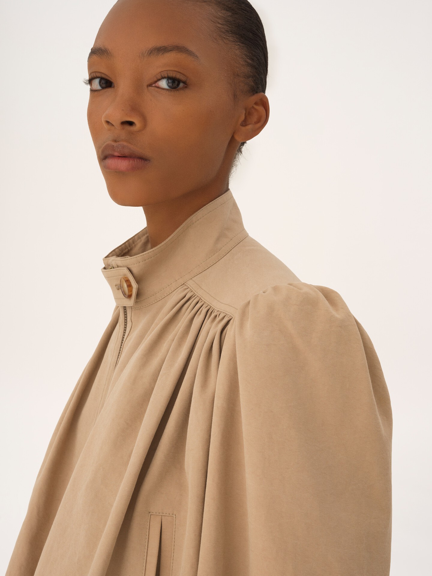 Gathered boule jacket in cotton canvas - 7