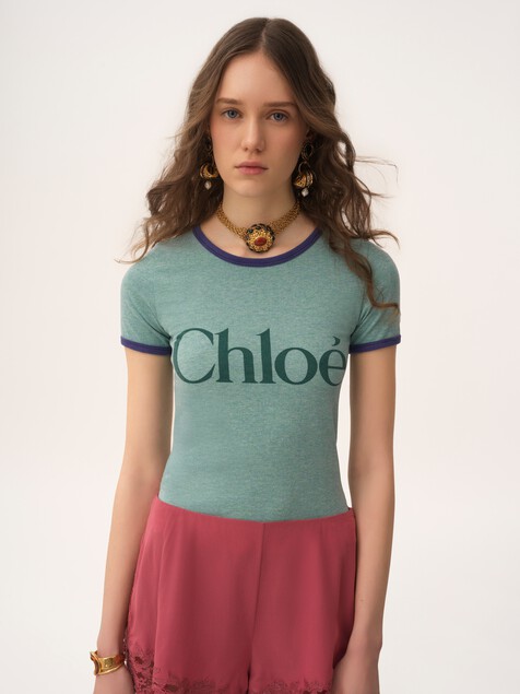 Camiseta ajustada con logotipo de jersey de mezcla de algod&oacute;n