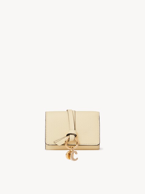 Mini Alphabet tri-fold in grained leather