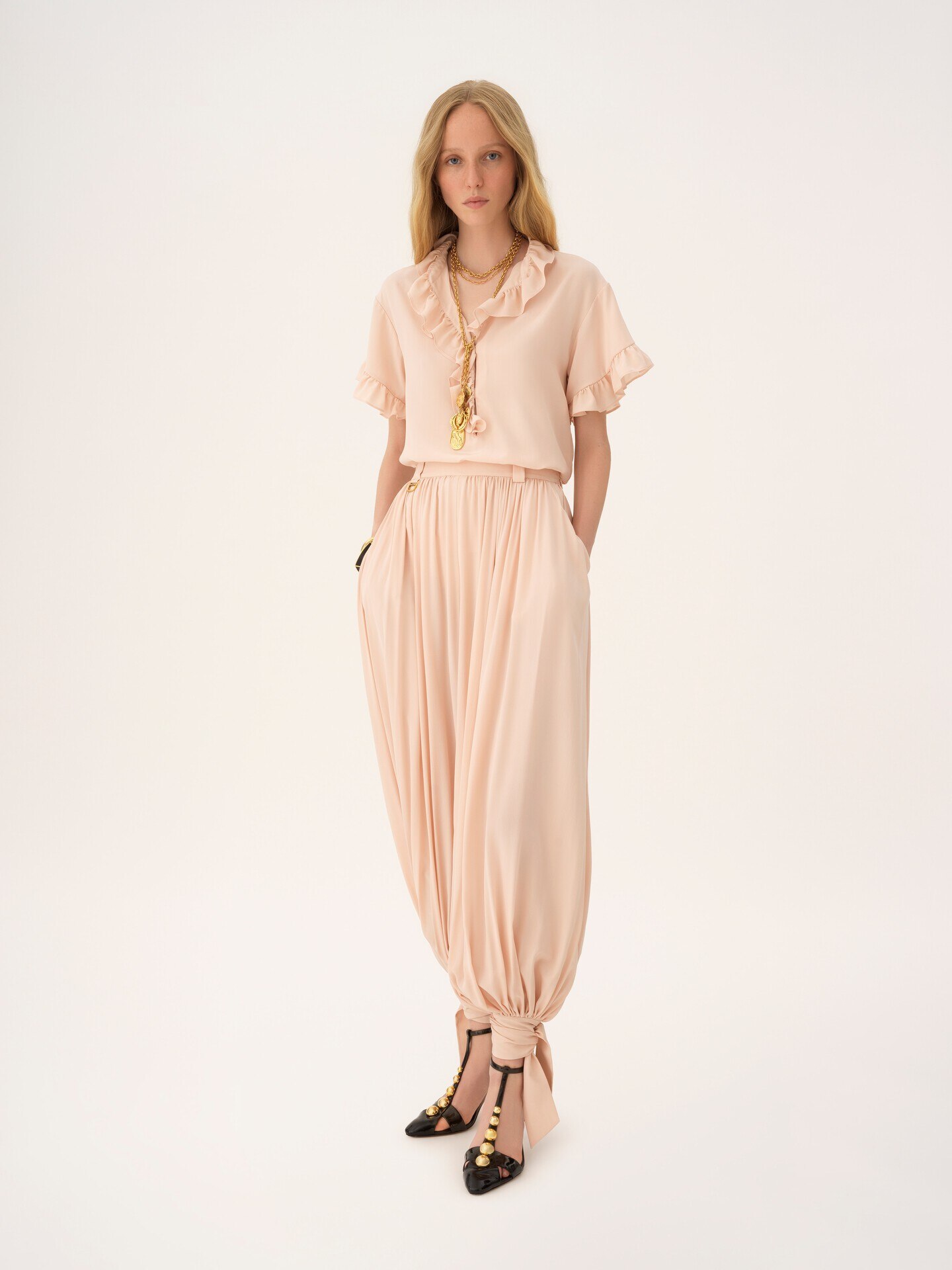 Fluid cropped pants in silk - 3