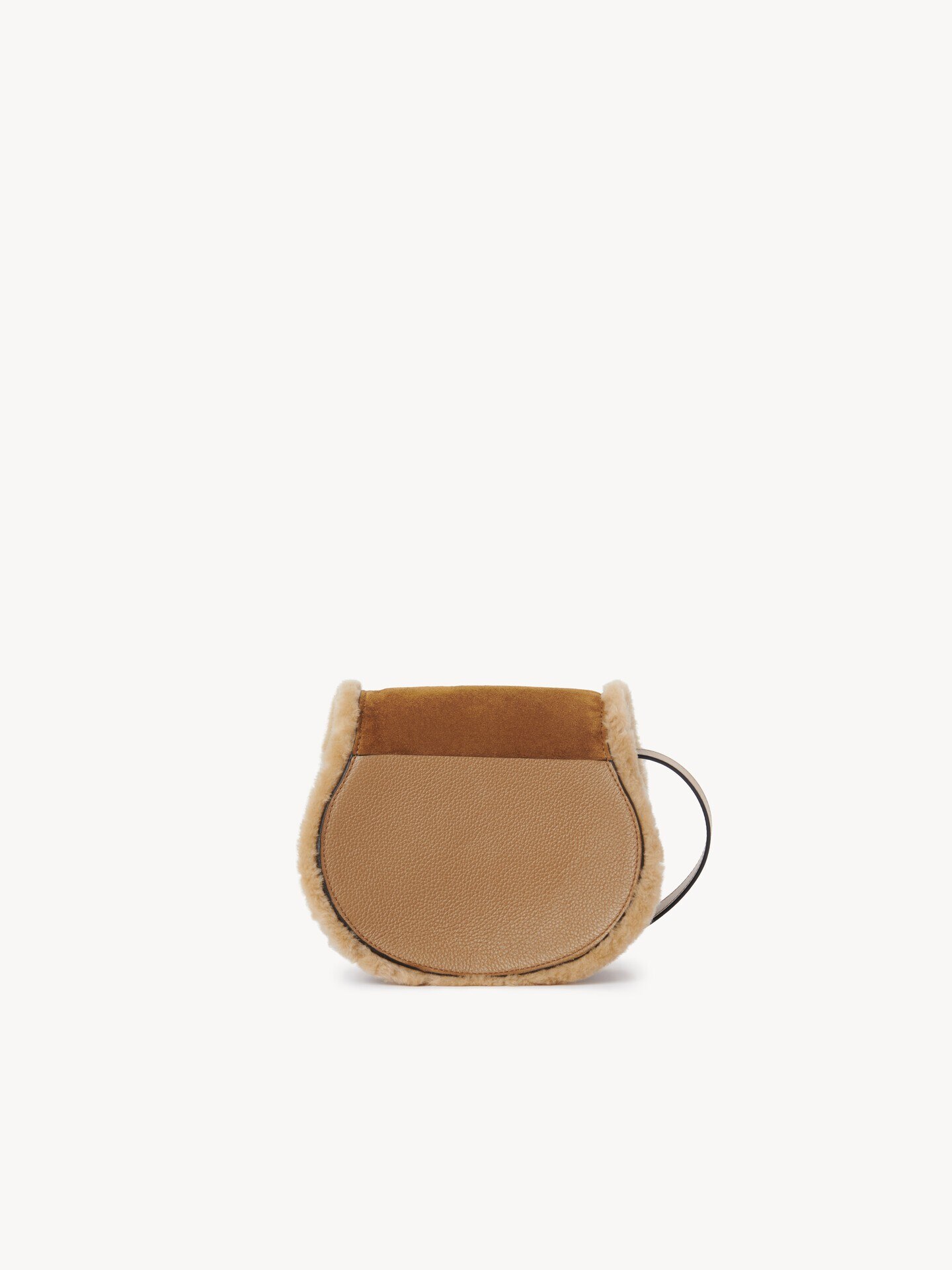 Petit sac port&eacute; &eacute;paule Marcie en cuir velours et shearling - 7