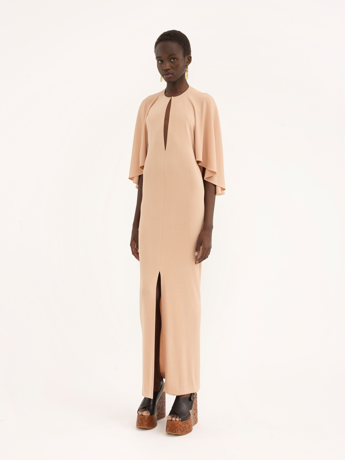 Long Cape Dress In Cr&ecirc;pe Jersey - 5