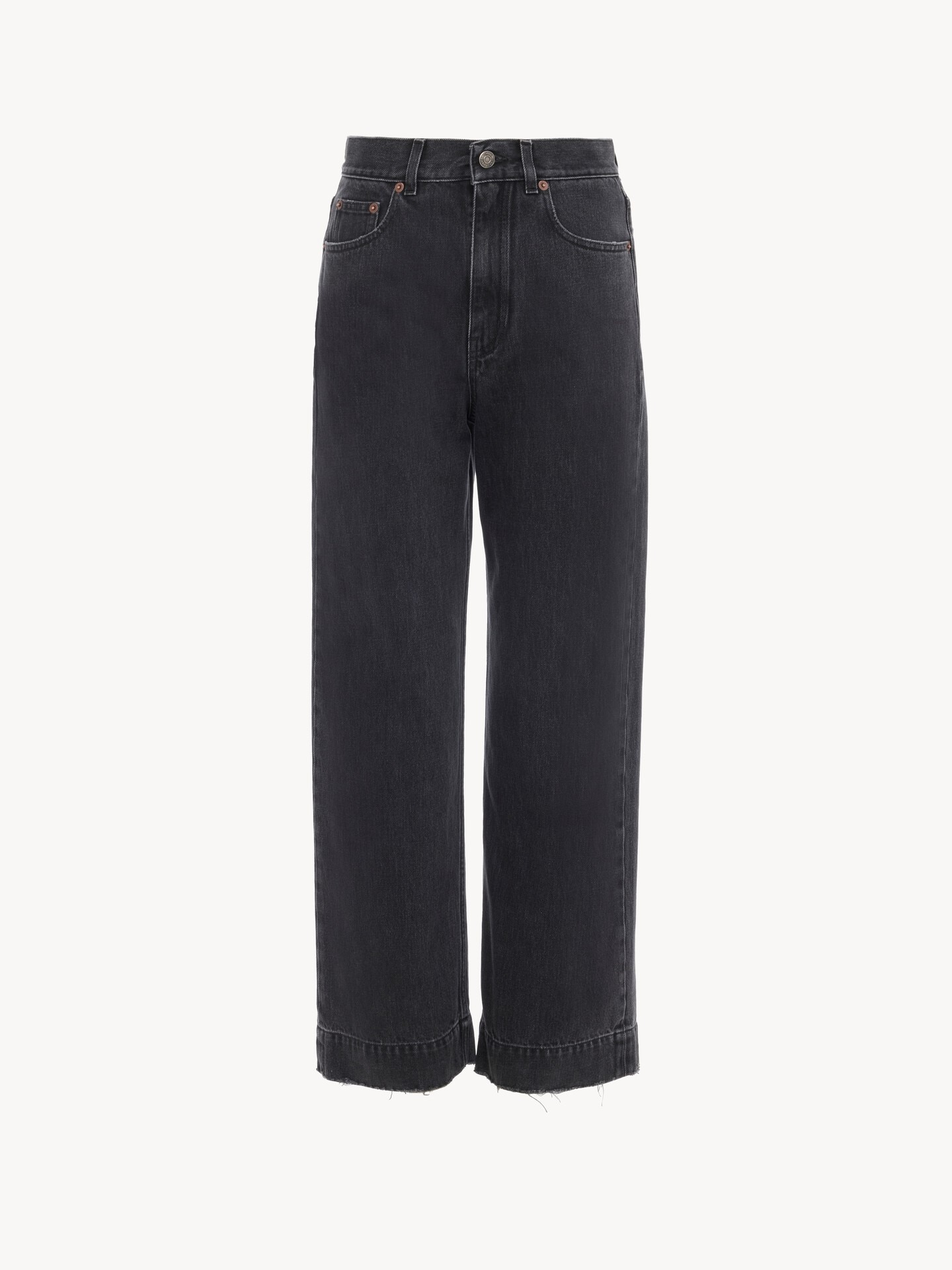 High-rise cropped jeans in denim - 2