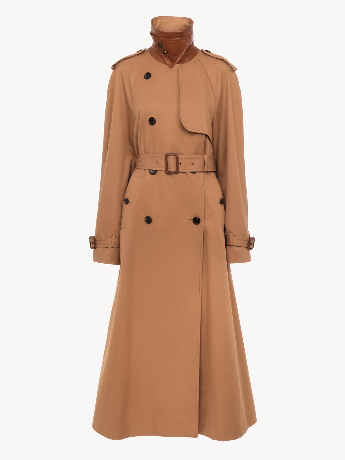 Long trench coat in cotton gabardine - 1