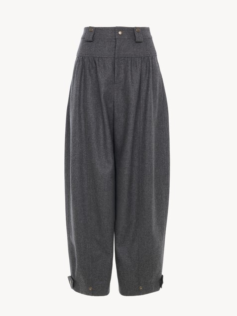 High-rise barrel pants in wool & cashmere flannel