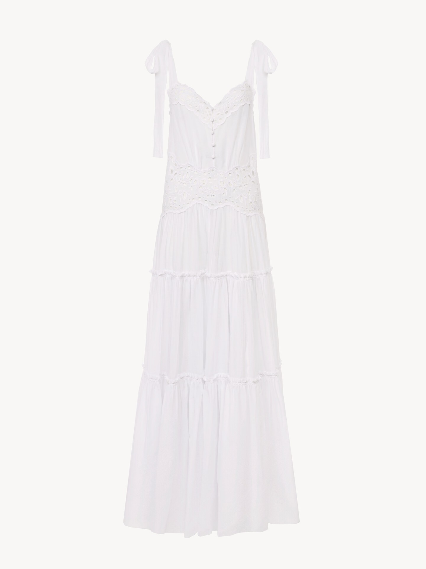 Robe longue fronc&eacute;e en voile de coton - 2.0