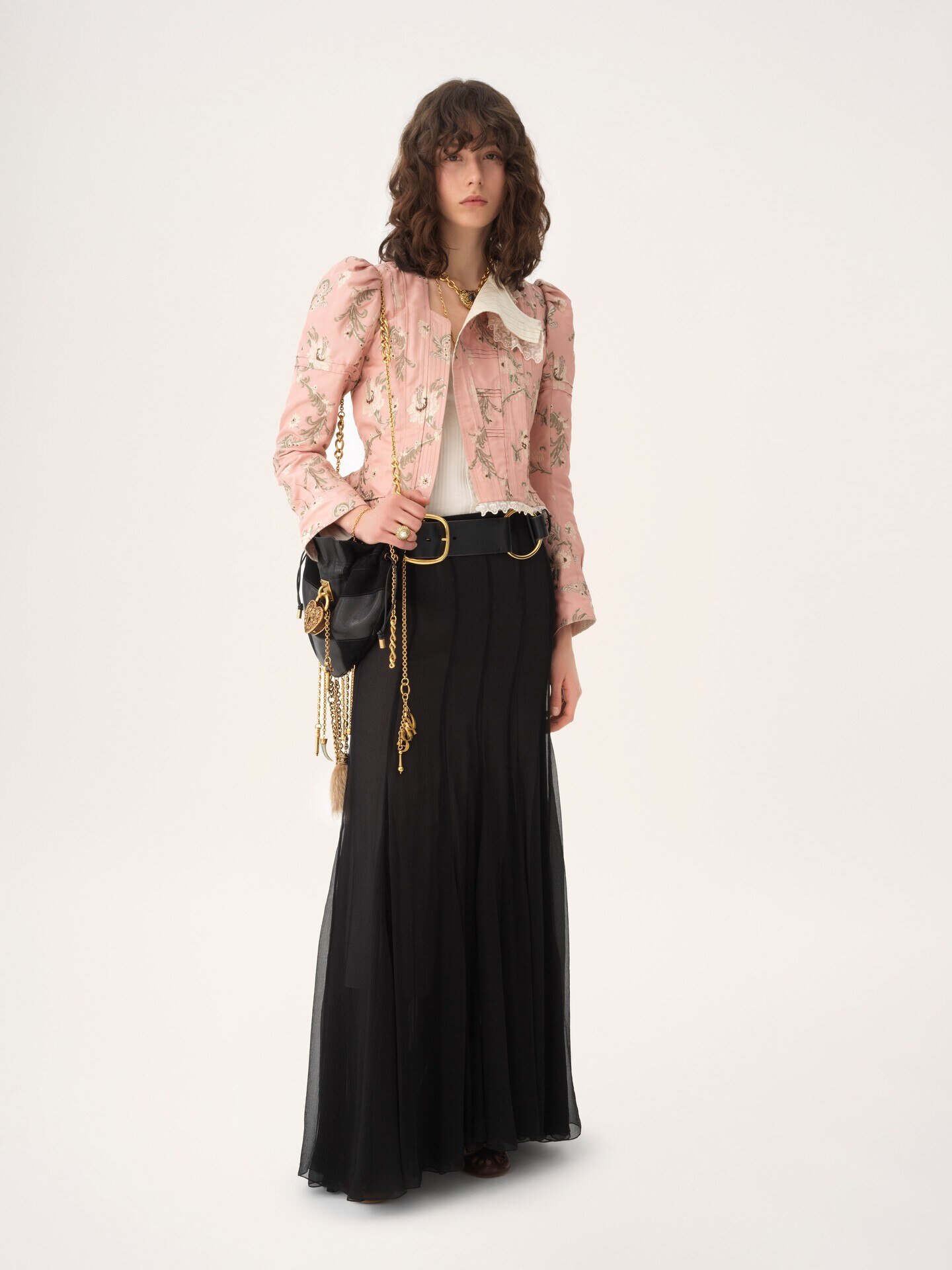 Ch&acirc;teau Treasures crossbody bag in grained & suede leather - 7.0