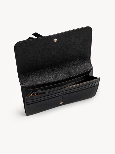 Alphabet wallet with flap in grained leather