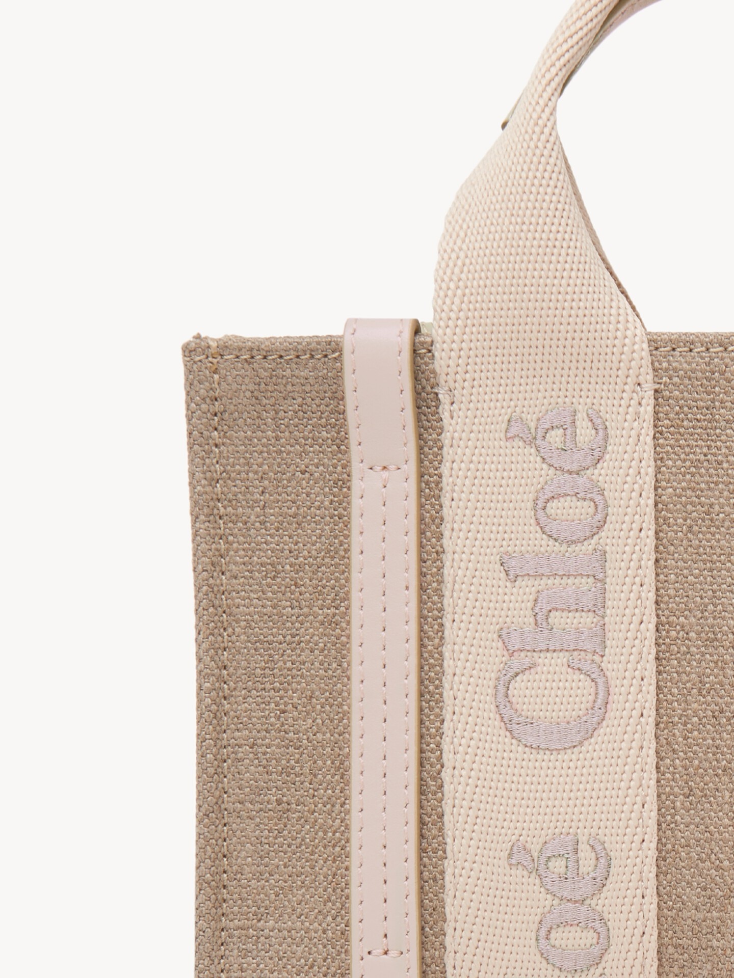 Mini Woody tote bag in linen & leather - 6