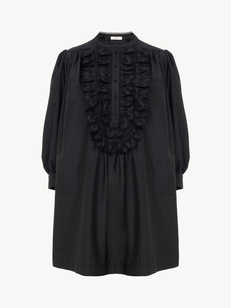 Long-sleeve mini dress in technical taffeta by Chloé