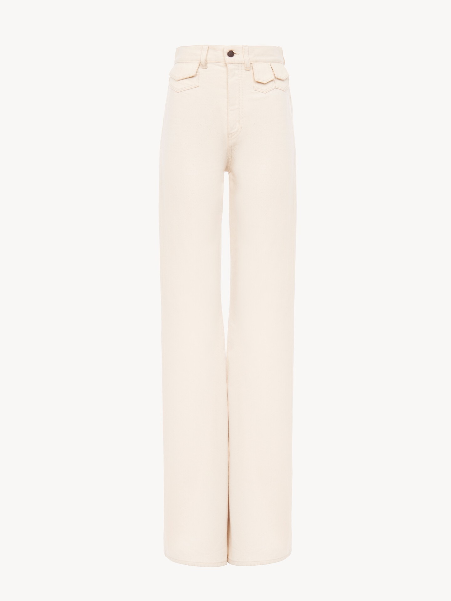 Jean taille haute &eacute;vas&eacute; en denim - 1