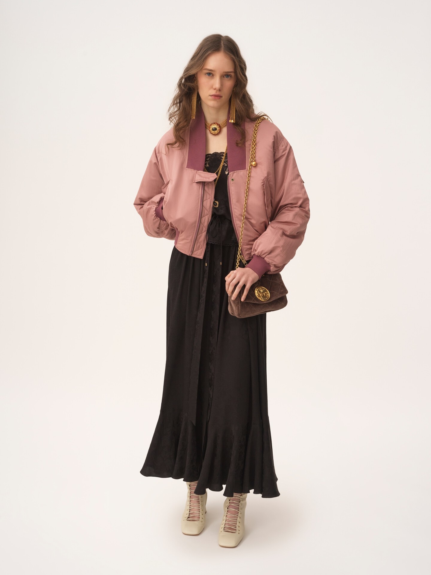 Falda midi fruncida de jacquard de seda - 3