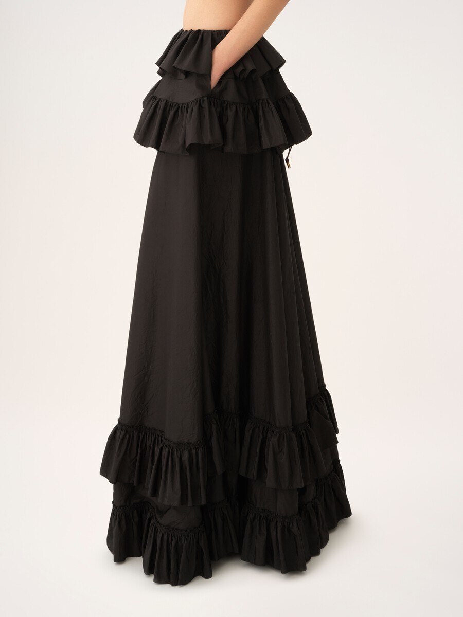 Tiered maxi skirt in washed silk taffeta - 6