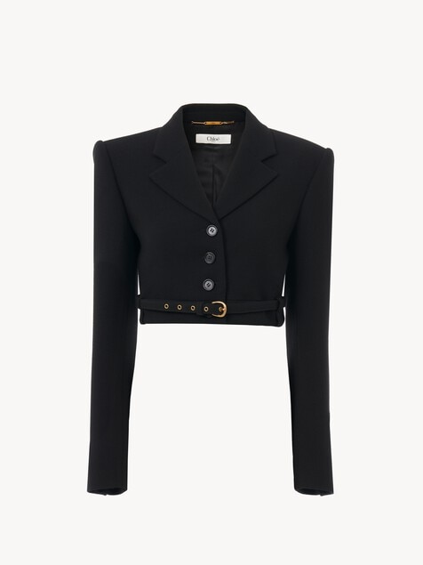 Chaqueta Spencer cropped de cr&ecirc;pe de lana