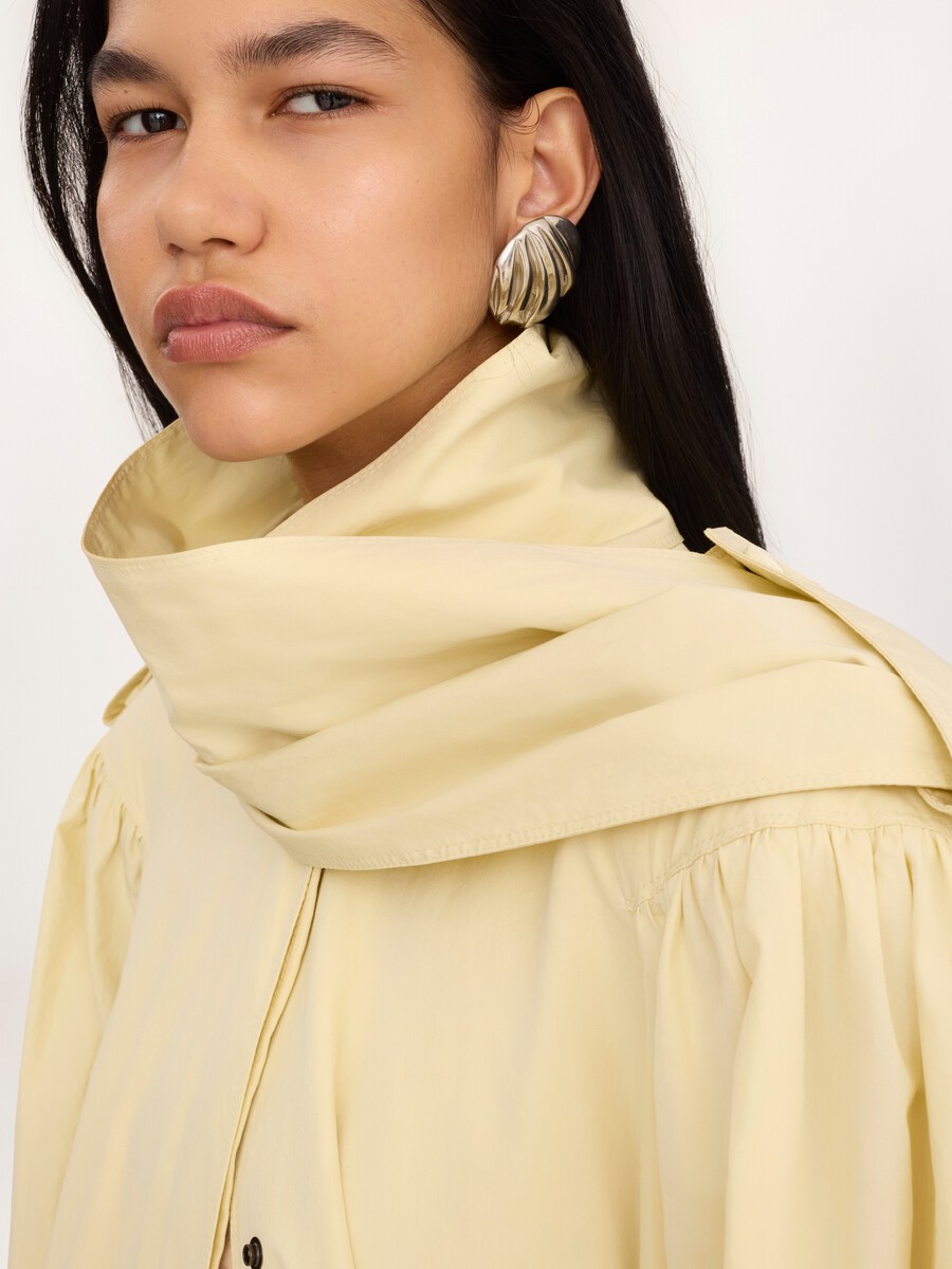 High-neck scarf trench coat in cotton poplin - 7
