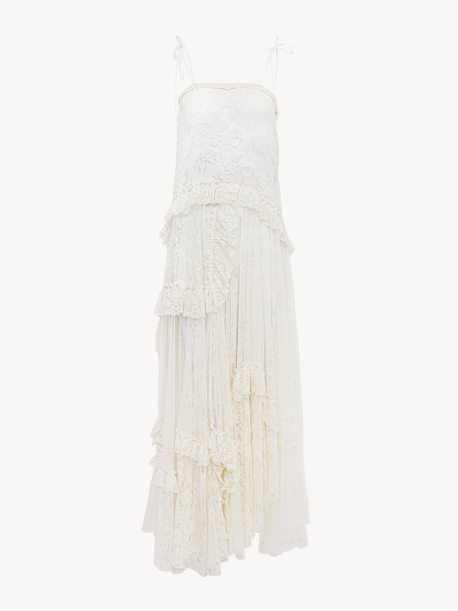 Thin-strap long dress in embroidered lace - 2