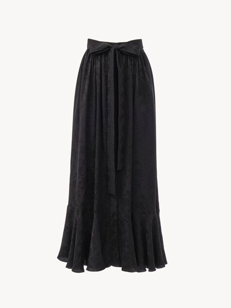 Gathered midi skirt in silk jacquard