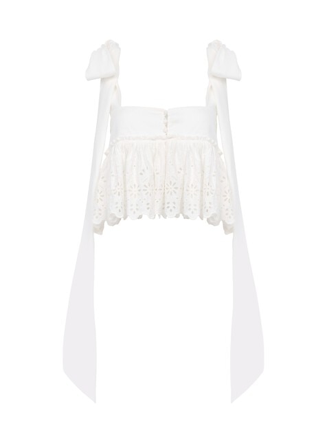 Knotted-strap cropped top in soft cotton