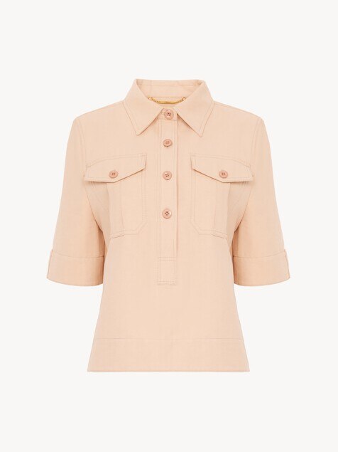 Cotton gabardine polo shirt