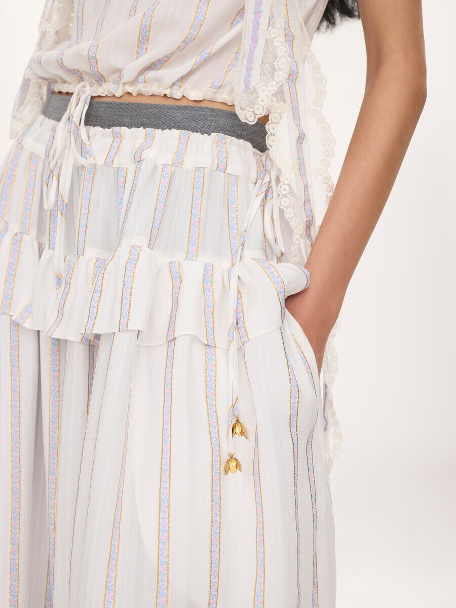 Fluid ruffled trousers in silk lurex jacquard - 6