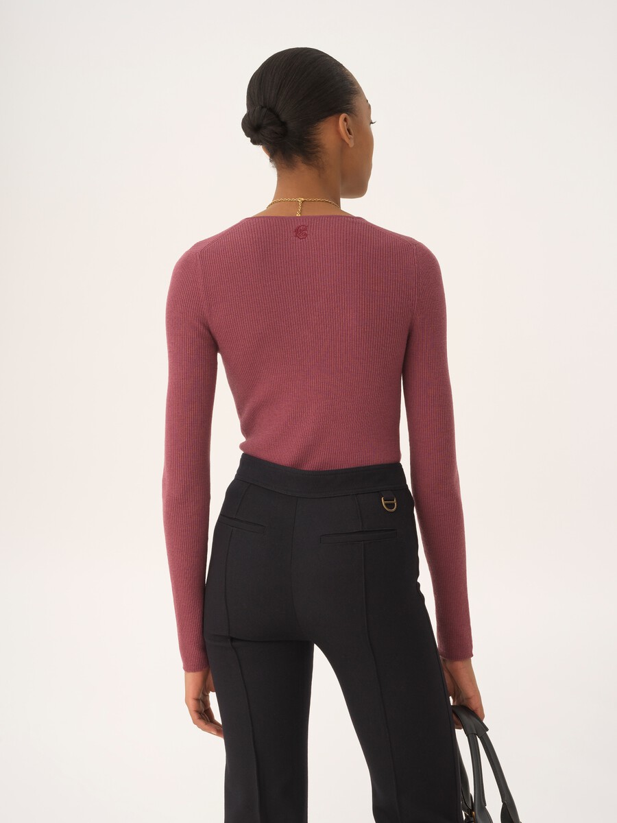 Pull henley en maille de laine m&eacute;rinos - 5