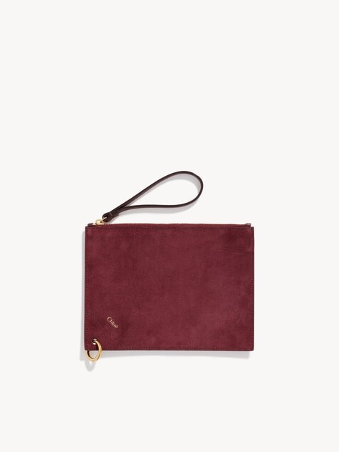 Chlo&eacute; Spin Pochette aus Wildleder und weichem Leder mit Rei&szlig;verschluss