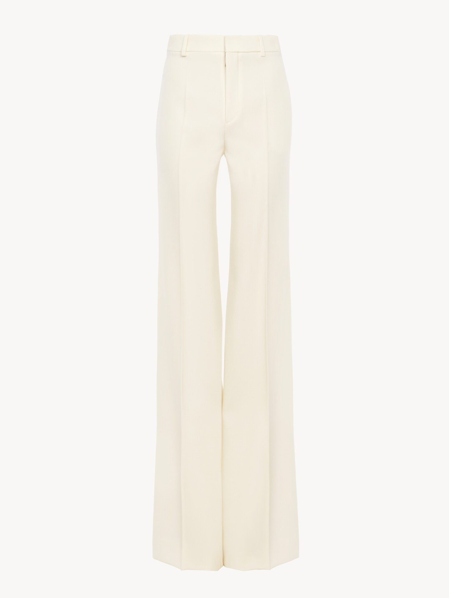 High-rise flared pants in wool grain de poudre - 1