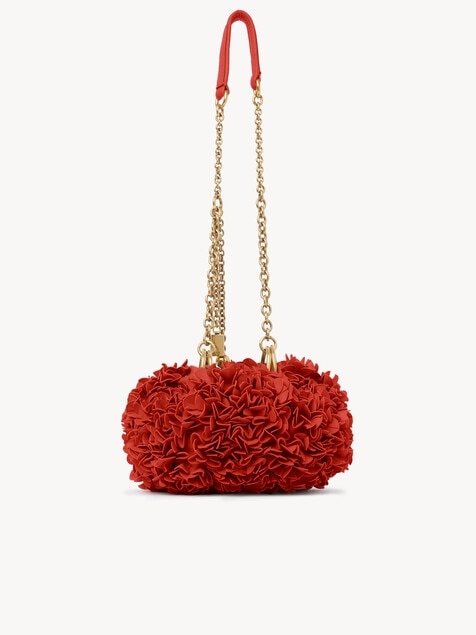 Chlo&eacute; Pliss&eacute; shoulder bag with chain in leather flowers