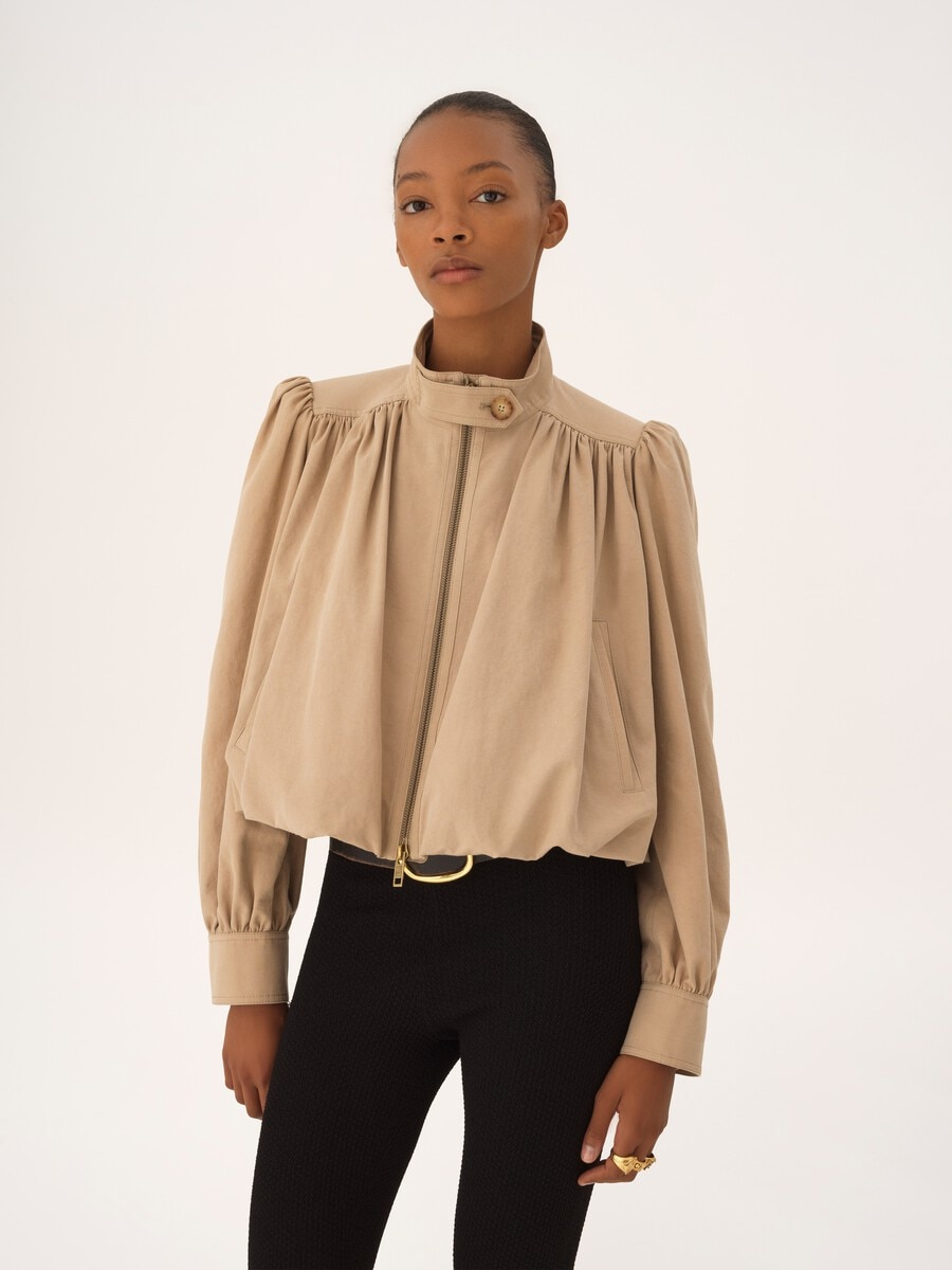 Gathered boule jacket in cotton canvas - 3