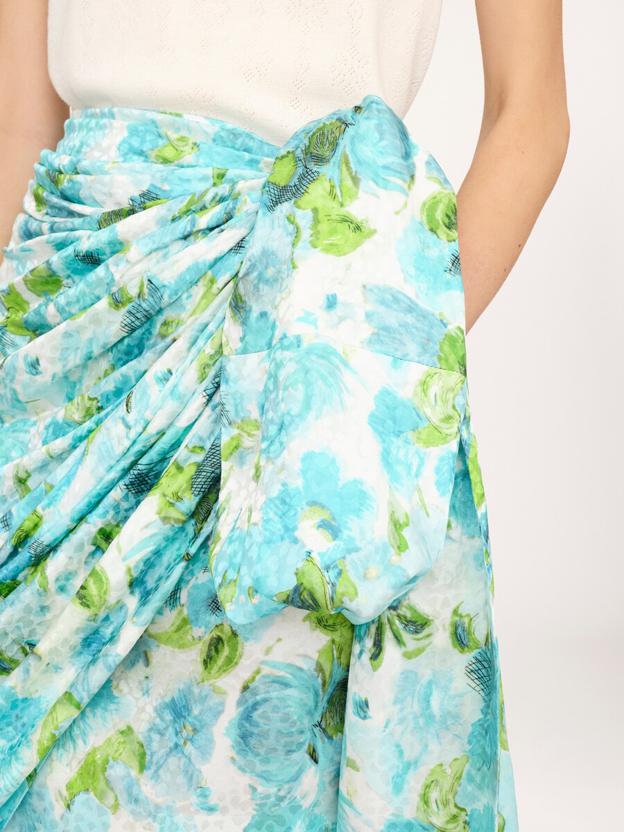 Short wrap skirt in silk jacquard - 7