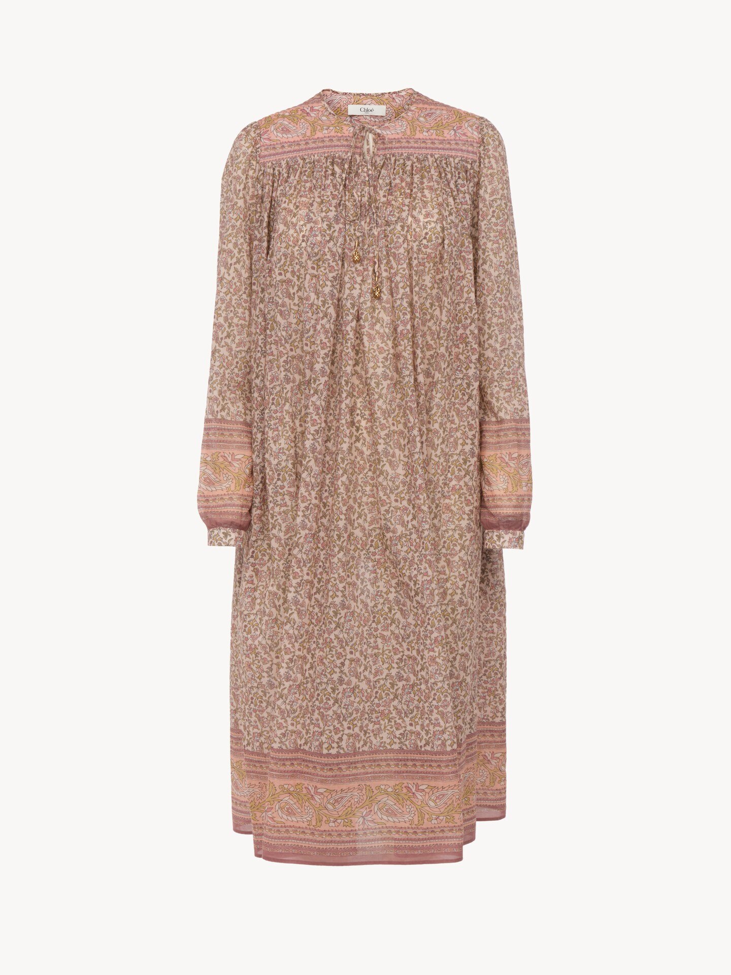 Gathered tunic dress in cotton voile - 1