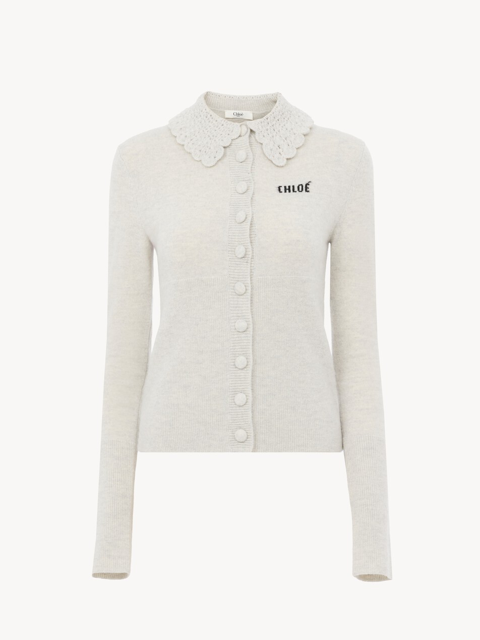 Fitted logo cardigan in a wool knit
