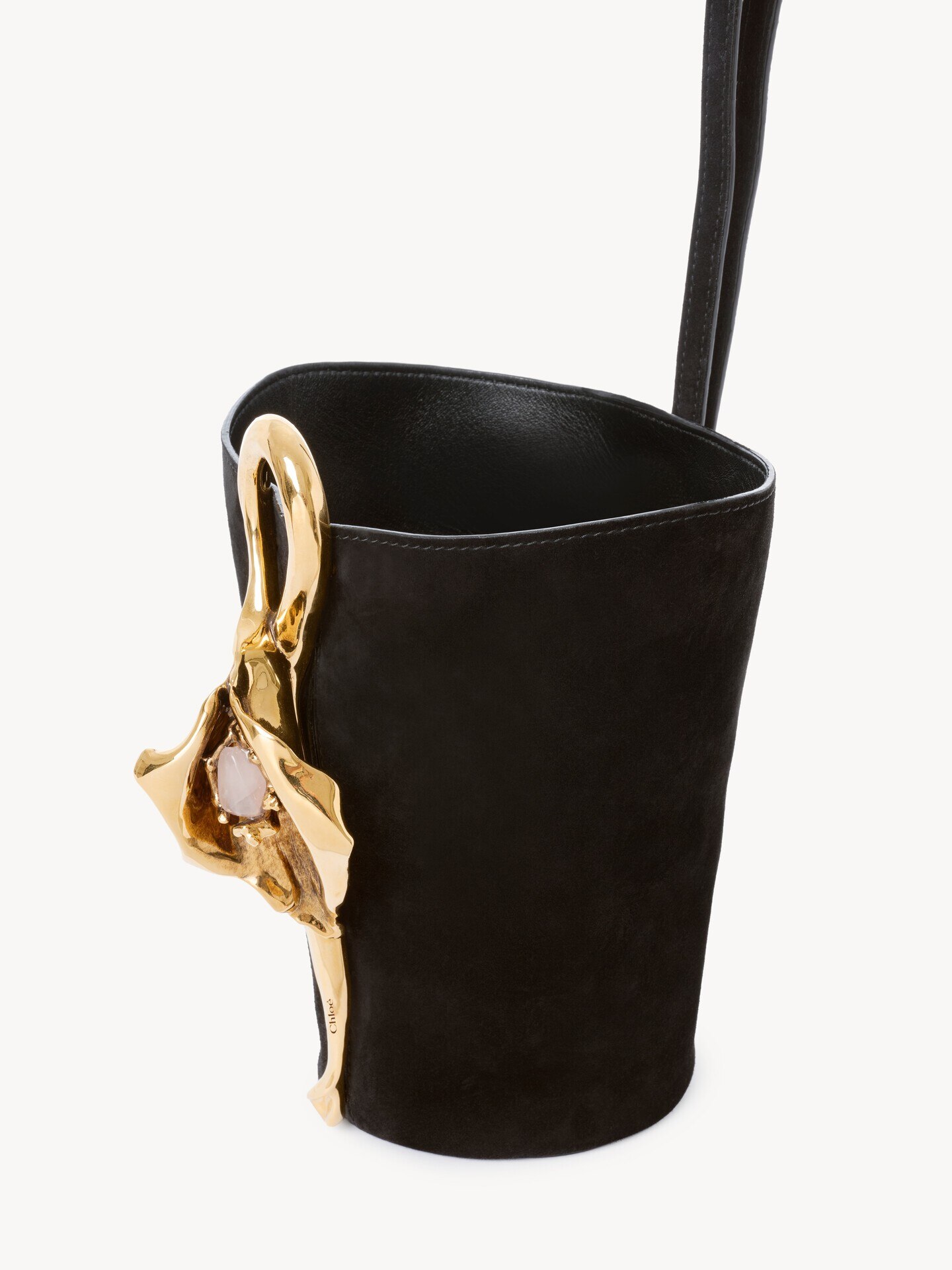 Petit sac seau dragonne Eden Treasures en cuir velours - 6