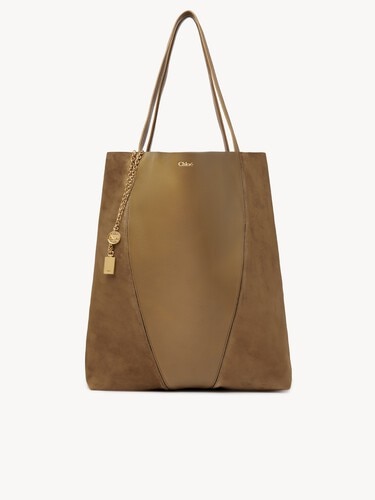 Large Chlo&eacute; Spin tote bag in grained & suede leather - 1