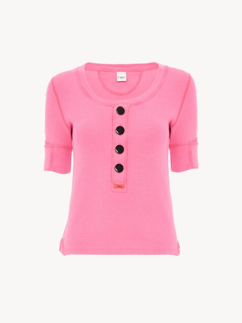 Short-sleeve Henley shirt in cotton jersey