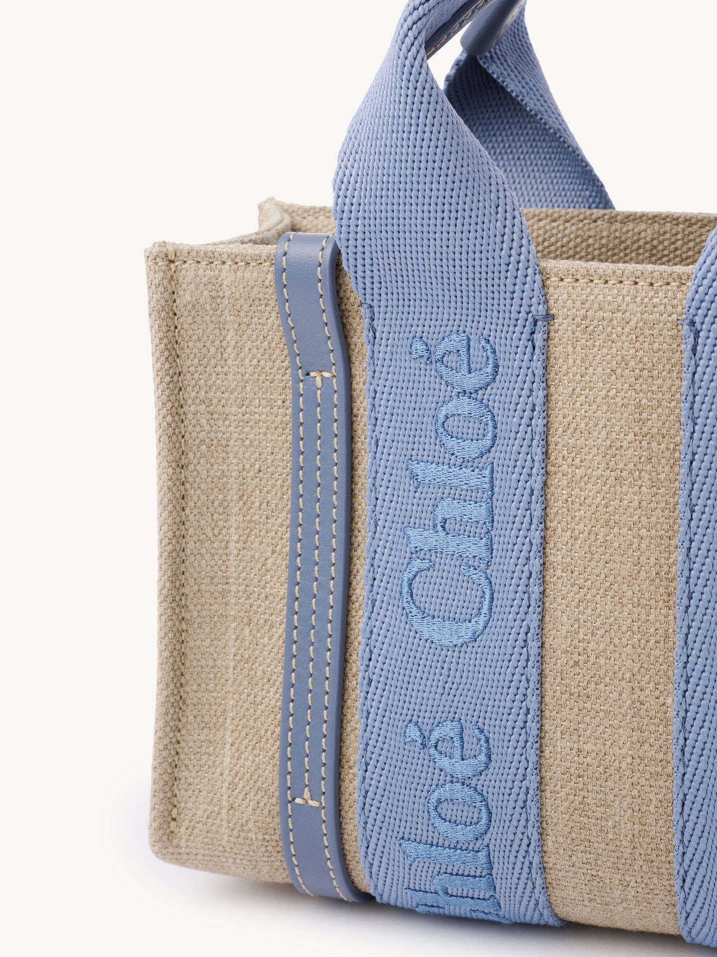 Mini Woody tote bag in linen - 7