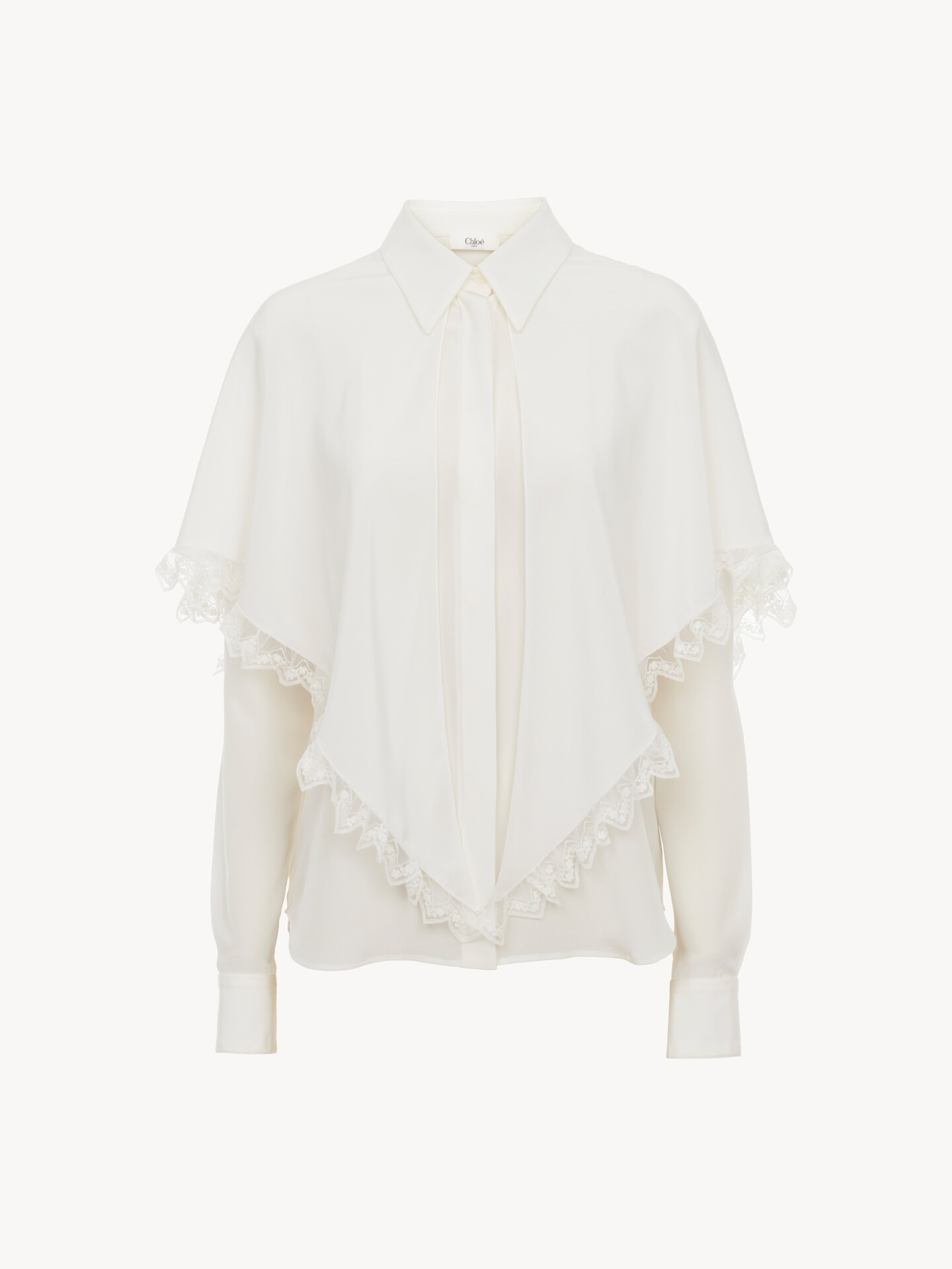 Knotted heritage cape blouse in silk - 2