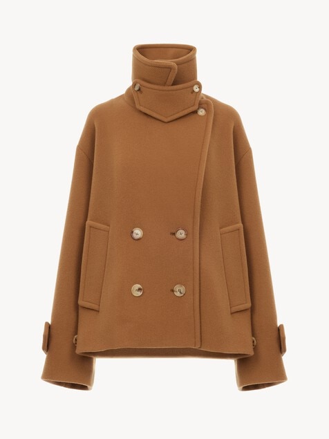 Oversized short coat in wool