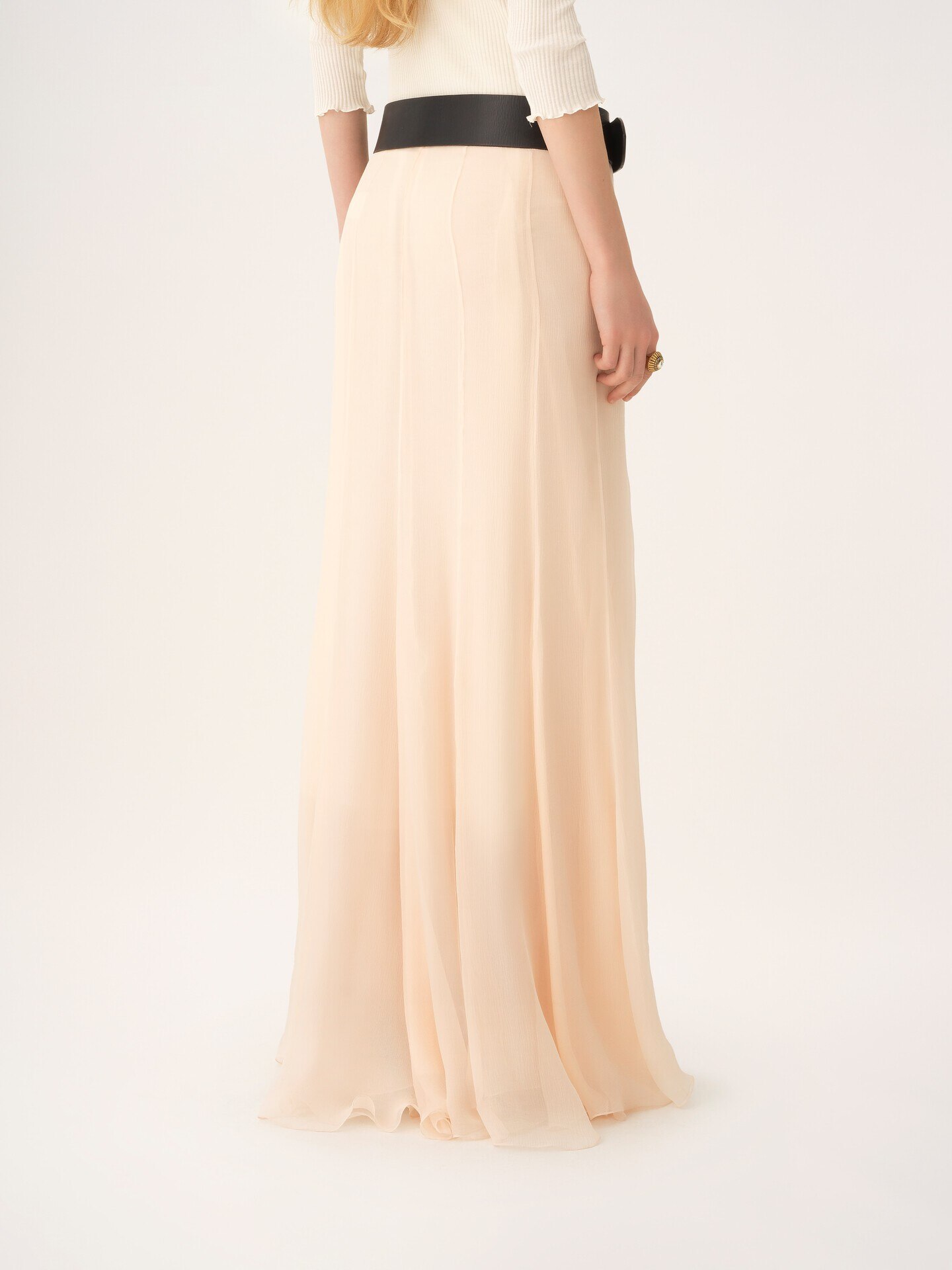 Fluid maxi skirt in silk mousseline - 7