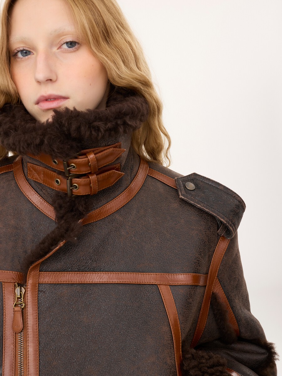 Veste col montant en shearling - 7